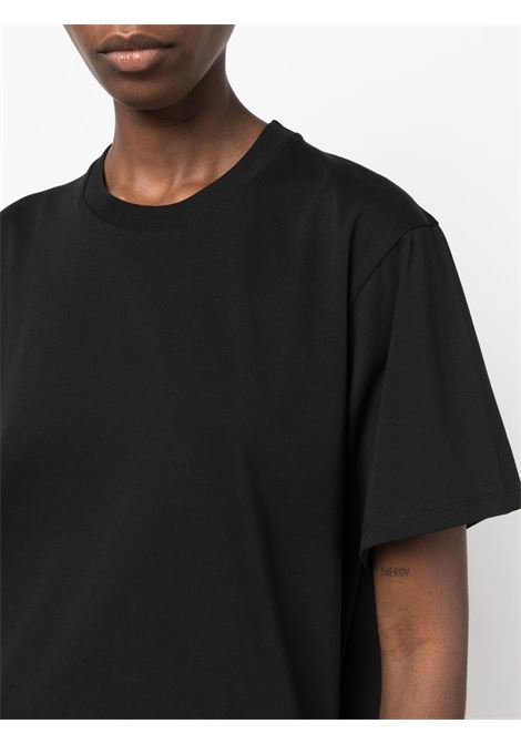 Black crew-neck straight-hem T-shirt - LOULOU STUDIO women LOULOU DE SAISON | TELANTOBLK